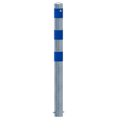 Barrier bollard | as e-charging station protection |  102 mm | hot-dip galvanized with 3 blue reflective strips foil type RA1/A | for casting in concrete